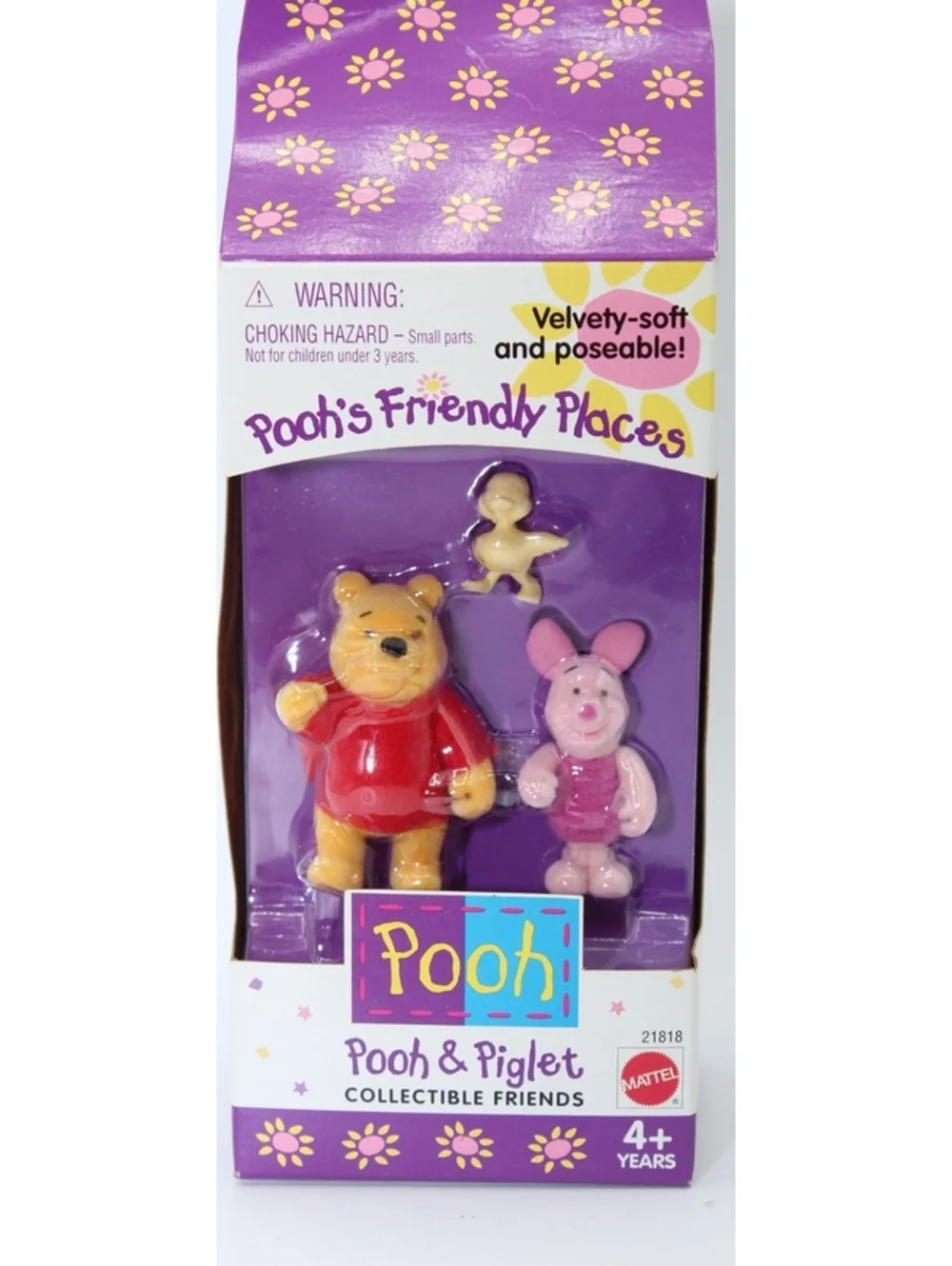 Disney Pooh's Friendly Places Winnie the Pooh Piglet Flocked Figure Mattel 21818